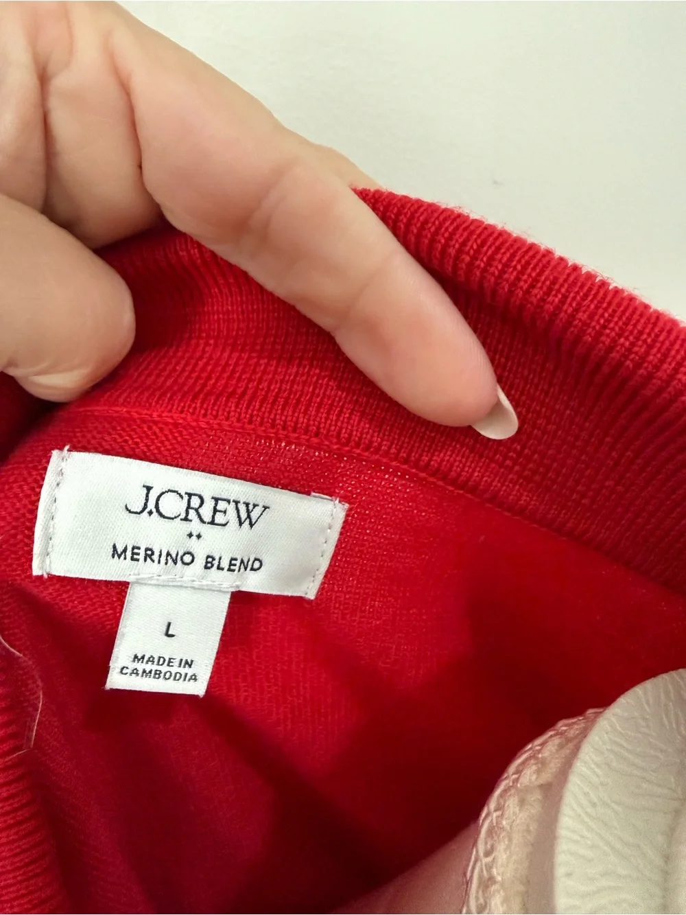 J.Crew Red Merino Wool Long Sleeve Polo Sweater Size Large